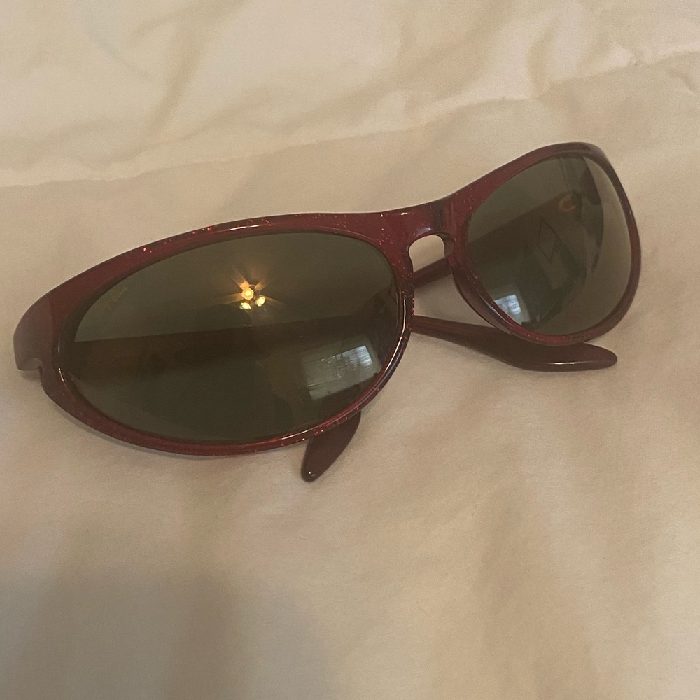 Ray-Ban Red/Burgundy Frame Sunglasses with Green Lenses